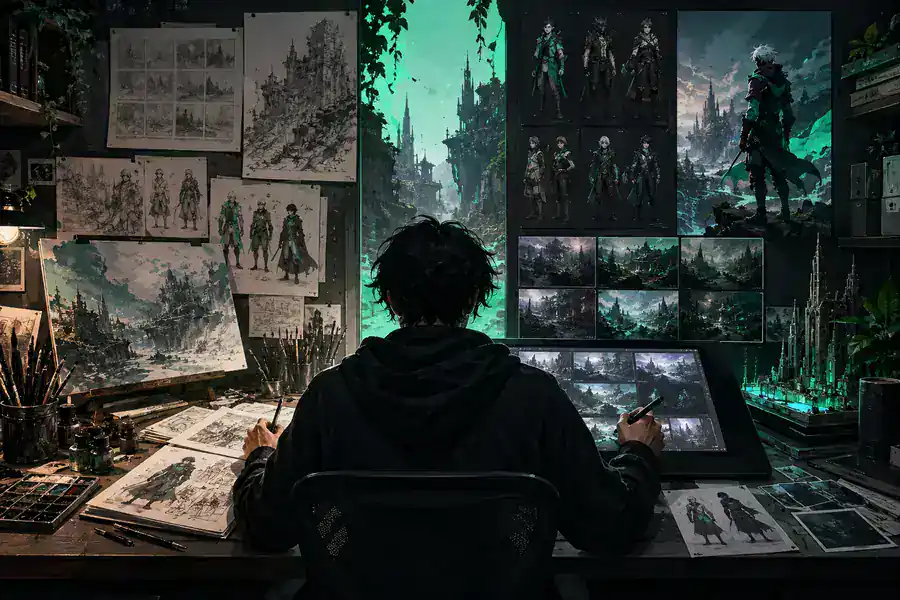 Anime artwork representing a focused creative workflow