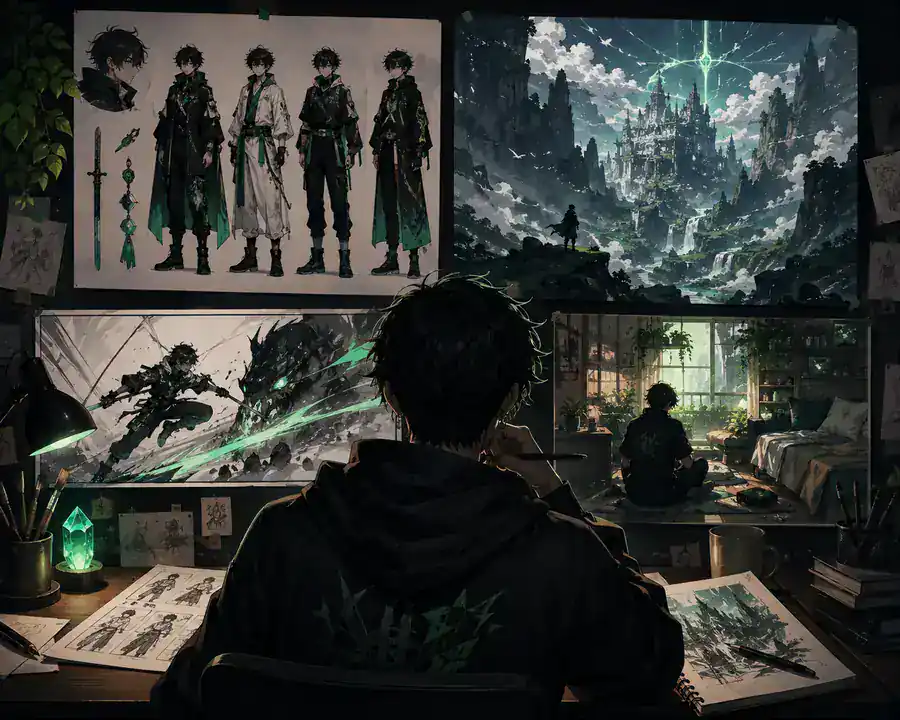 After image showing a polished anime scene concept