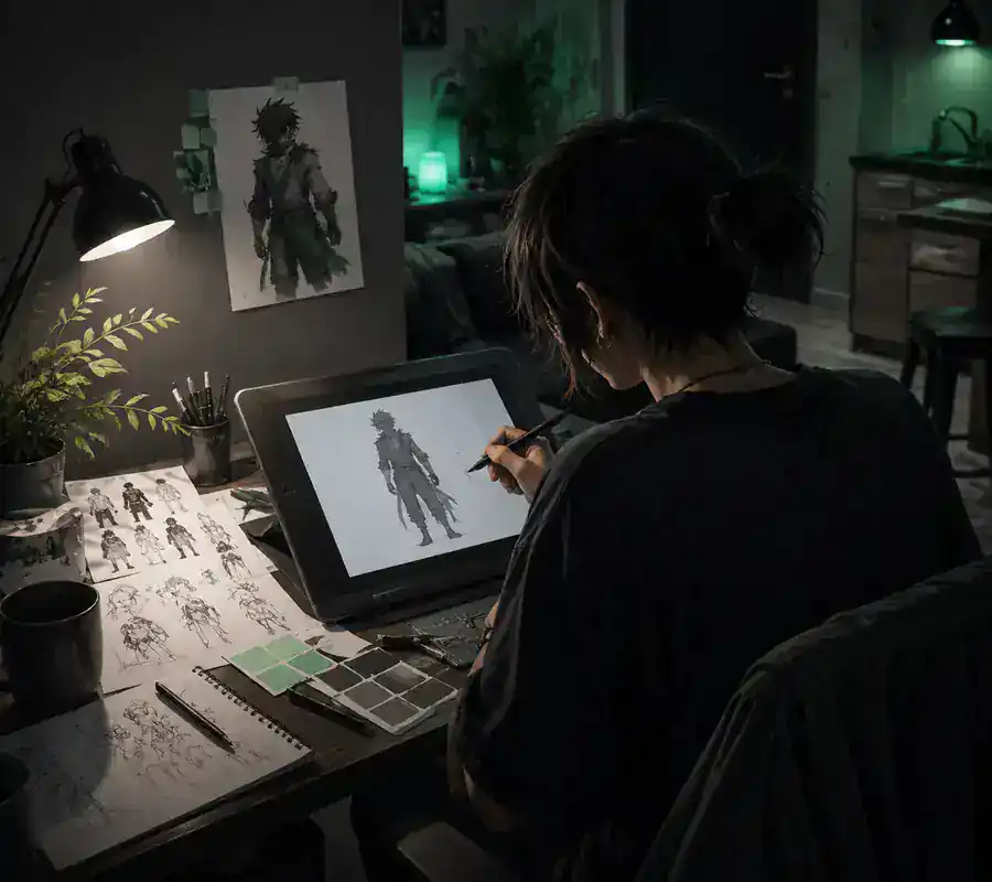 Early anime creative concept explored through Yodayo online
